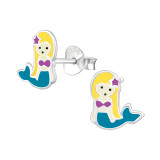 Mermaid - 925 Sterling Silver Kids Ear Studs SD18682