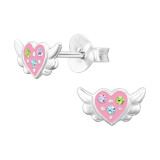 Winged Heart - 925 Sterling Silver Kids Ear Studs SD47301