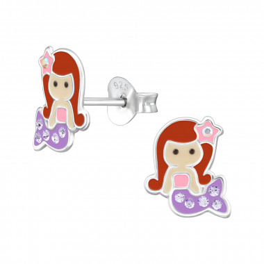 Mermaid - 925 Sterling Silver Kids Ear Studs SD47734