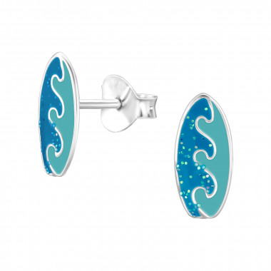 Surfboard - 925 Sterling Silver Kids Ear Studs SD47829