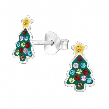 Christmas Tree - 925 Sterling Silver Kids Ear Studs SD47831