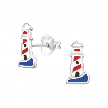 Lighthouse - 925 Sterling Silver Kids Ear Studs SD47866