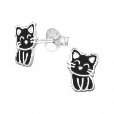 Cat - 925 Sterling Silver Kids Ear Studs SD47989