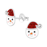 Snowman Christmas Hat - 925 Sterling Silver Kids Ear Studs SD48006