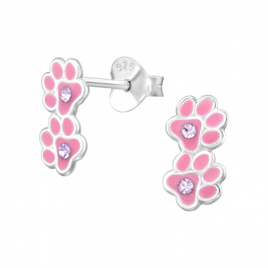 Paw Print - 925 Sterling Silver Kids Ear Studs SD48359