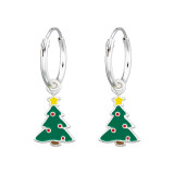 Christmas Tree - 925 Sterling Silver Kids Hoops SD22601