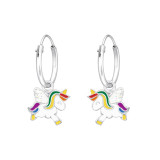 Hanging Unicorn - 925 Sterling Silver Kids Hoops SD41555