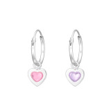 Hanging Heart - 925 Sterling Silver Kids Hoops SD42920