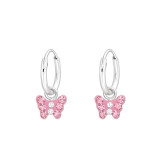 Hanging Butterfly - 925 Sterling Silver Kids Hoops SD43030