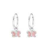 Hanging Butterfly - 925 Sterling Silver Kids Hoops SD43444