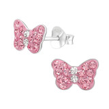 Butterfly - 925 Sterling Silver Kids Ear Studs with Crystal SD15261