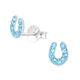 Horseshoe - 925 Sterling Silver Kids Ear Studs with Crystal SD18304