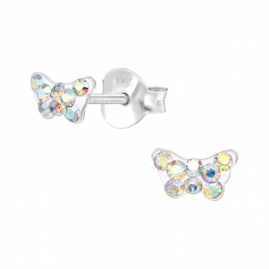 Butterfly - 925 Sterling Silver Kids Ear Studs with Crystal SD22936