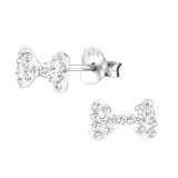 Dog Bone - 925 Sterling Silver Kids Ear Studs with Crystal SD24697