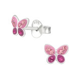 Butterfly - 925 Sterling Silver Kids Ear Studs with Crystal SD33021