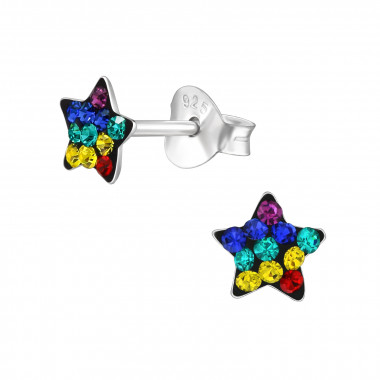 Star - 925 Sterling Silver Kids Ear Studs with Crystal SD33696