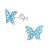 Butterfly - 925 Sterling Silver Kids Ear Studs with Crystal SD39868