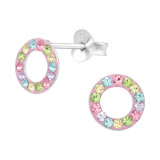 Circle - 925 Sterling Silver Kids Ear Studs with Crystal SD41131