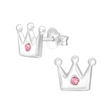 Crown - 925 Sterling Silver Kids Ear Studs with Crystal SD42389