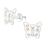 Butterfly - 925 Sterling Silver Kids Ear Studs with Crystal SD42416