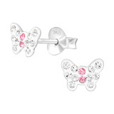 Butterfly - 925 Sterling Silver Kids Ear Studs with Crystal SD42417