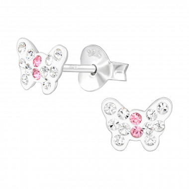 Butterfly - 925 Sterling Silver Kids Ear Studs with Crystal SD42417