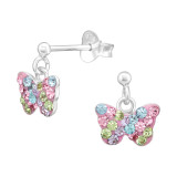 Butterfly - 925 Sterling Silver Kids Ear Studs with Crystal SD42427