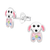 Dog - 925 Sterling Silver Kids Ear Studs with Crystal SD42760