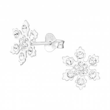 Snowflake - 925 Sterling Silver Kids Ear Studs with Crystal SD42814