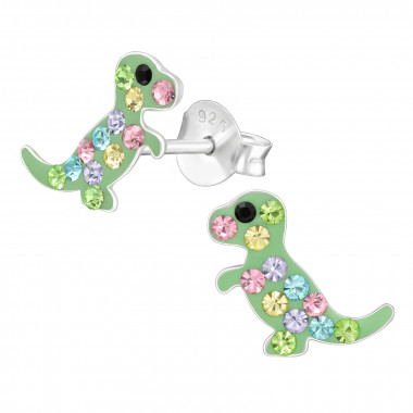 Dinosaur - 925 Sterling Silver Kids Ear Studs with Crystal SD42938