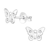 Butterfly - 925 Sterling Silver Kids Ear Studs with Crystal SD42957