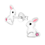 Rabbit - 925 Sterling Silver Kids Ear Studs with Crystal SD43173