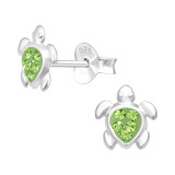 Turtle - 925 Sterling Silver Kids Ear Studs with Crystal SD43187