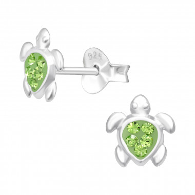 Turtle - 925 Sterling Silver Kids Ear Studs with Crystal SD43187