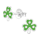 Clover - 925 Sterling Silver Kids Ear Studs with Crystal SD43204