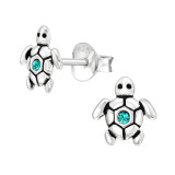 Turtle - 925 Sterling Silver Kids Ear Studs with Crystal SD43213