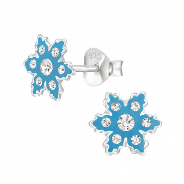 Snowflake - 925 Sterling Silver Kids Ear Studs with Crystal SD43884