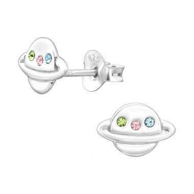 Saturn - 925 Sterling Silver Kids Ear Studs with Crystal SD43892