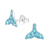 Whale's Tail - 925 Sterling Silver Kids Ear Studs with Crystal SD43916