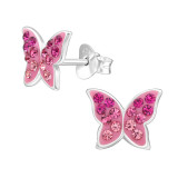 Butterfly - 925 Sterling Silver Kids Ear Studs with Crystal SD43919