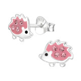 Porcupine - 925 Sterling Silver Kids Ear Studs with Crystal SD44051