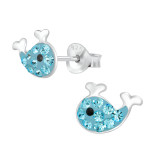 Whale - 925 Sterling Silver Kids Ear Studs with Crystal SD44889