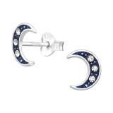 Moon - 925 Sterling Silver Kids Ear Studs with Crystal SD45360