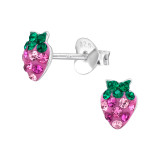 Strawberry - 925 Sterling Silver Kids Ear Studs with Crystal SD45894