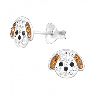 Dog - 925 Sterling Silver Kids Ear Studs with Crystal SD46131