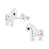 Horse - 925 Sterling Silver Kids Ear Studs with Crystal SD46605