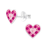 Heart - 925 Sterling Silver Kids Ear Studs with Crystal SD47315