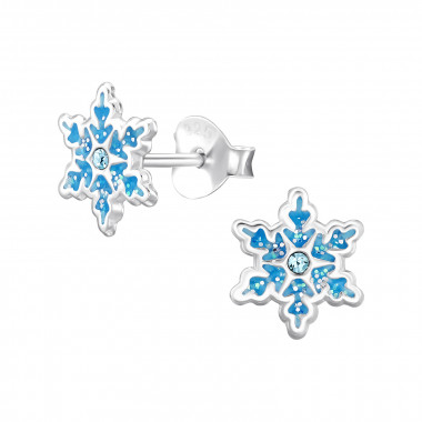 Snowflake - 925 Sterling Silver Kids Ear Studs with Crystal SD47864