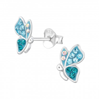 Butterfly - 925 Sterling Silver Kids Ear Studs with Crystal SD47900