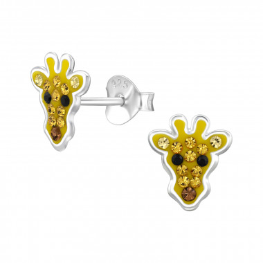 Giraffe - 925 Sterling Silver Kids Ear Studs with Crystal SD47902